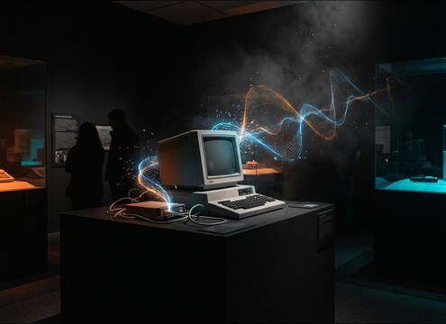 Dial-up internet audio used in an educational exhibit