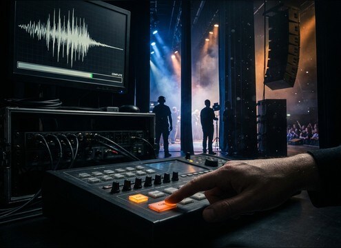Dial-up modem cue used in a live theater sound design