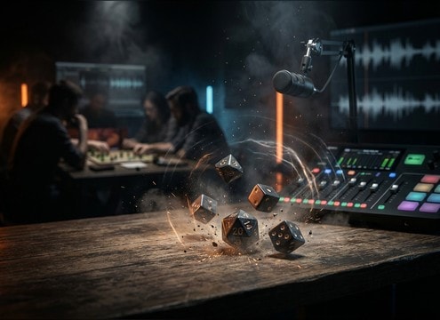 Dice roll SFX synced to tabletop RPG video edit