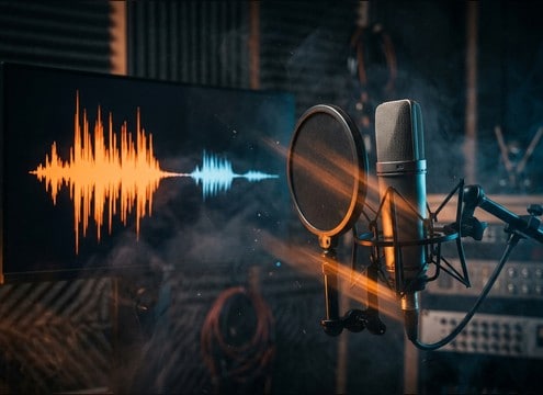 Close microphone last breath sound for audio drama