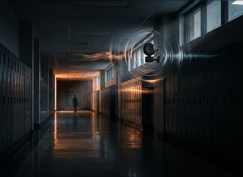 School corridor scene with a ding-dong bell sound