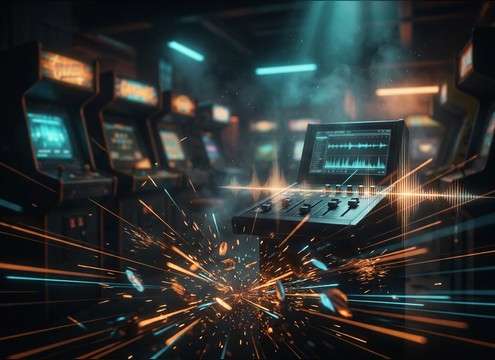 Arcade win ding used in a slot machine moment