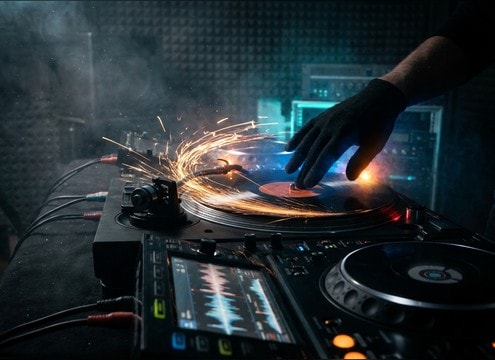 Mixtape trailer rewind moment with DJ scratch effects
