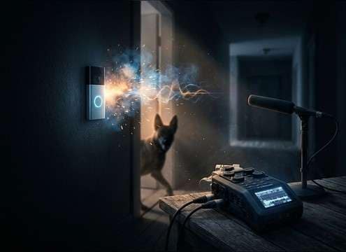 Dog bark sound aligned to a doorbell reaction scene