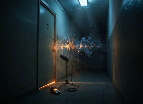 Indoor dog bark with hallway reverb tail