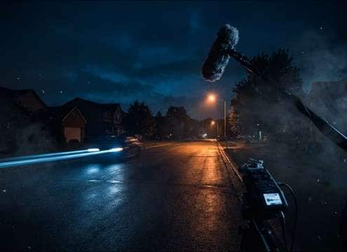Night ambience with distant dogs barking in the background