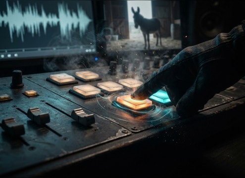 Short donkey sound for an animal cue button