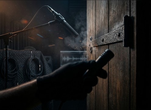 Close-up foley recording style door opening sound for ASMR