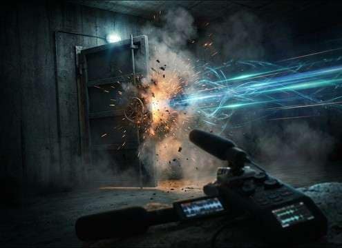 Door slam sound effect used to punctuate a jump cut in an edit