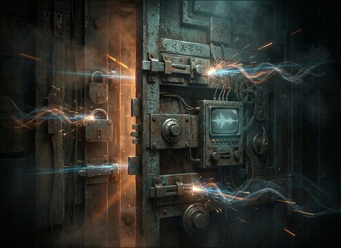 Door bolt lock and latch click sound for escape room puzzle