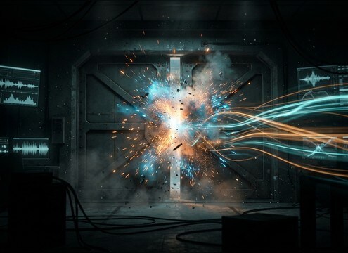 Door slam impact sound for trailer cut