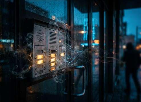Intercom door buzzer sound for apartment entry scene