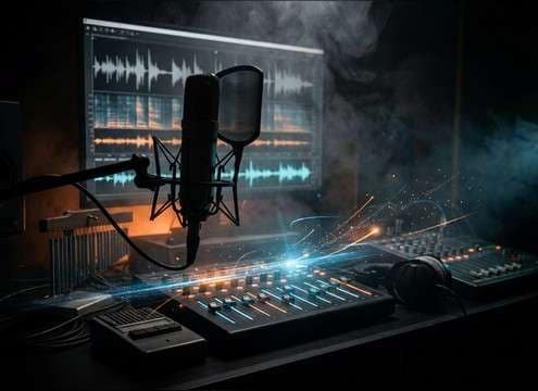 Doorbell sound effect placed under dialogue in audio drama
