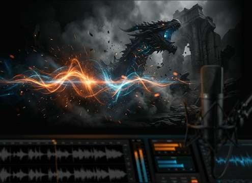 dragon roar sound effect synced to a trailer reveal cut