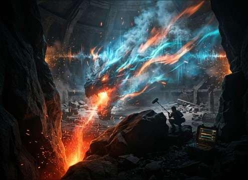 dragon boss entrance with close and distant roar layers
