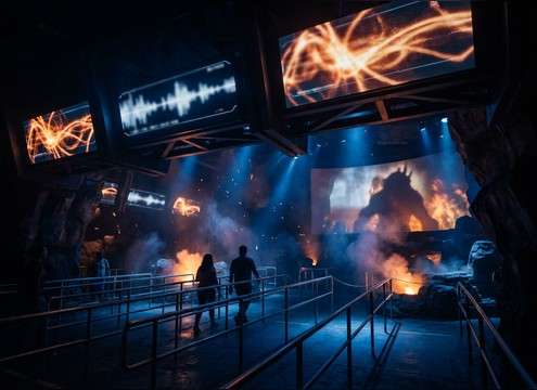 theme park queue screen using a cinematic dragon roar