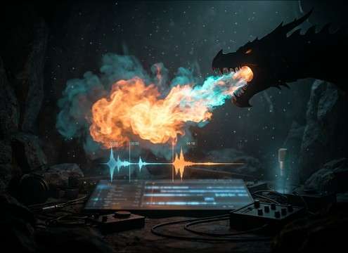 dragon breathing fire synced to animation frames