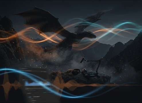 dragon flyover transition with wing whoosh sound