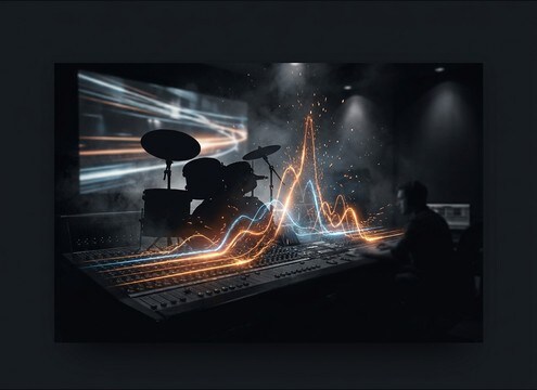 Drum fill build-up for a trailer title card