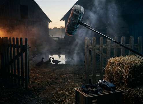 Farmyard duck audio clip matching a rural morning scene