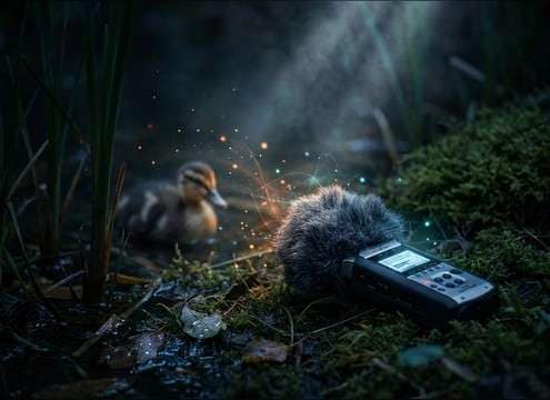 Duckling peep sound effect for a close-up shot