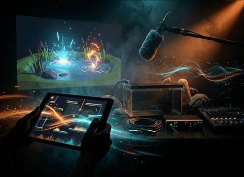 Duck sound cues and pond ambience for a mobile game level