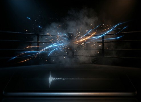 Fight punch POV edit with short ear ring accent
