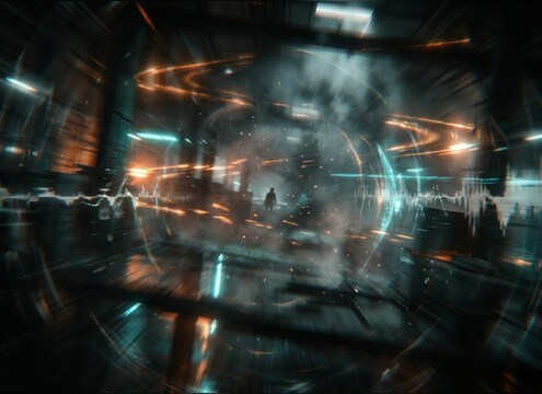 Disorientation montage with fluttering ear ring tone