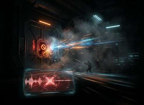 Game HUD with action denied error sound effect