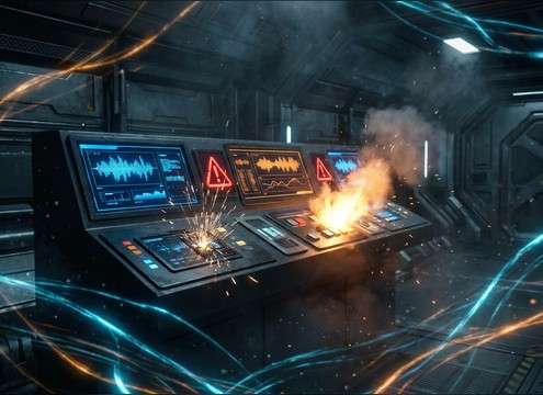 Sci-fi console showing access denied with futuristic error tone