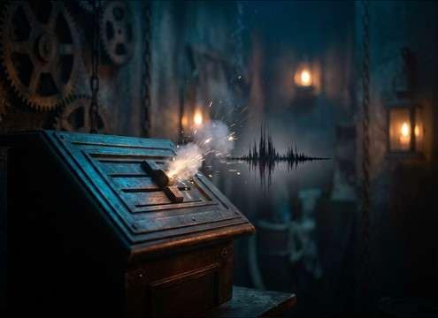Escape room sound cue triggered by a puzzle solution