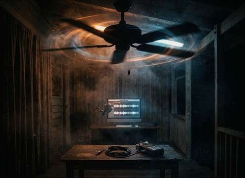 Ceiling fan swish ambience for an interior scene