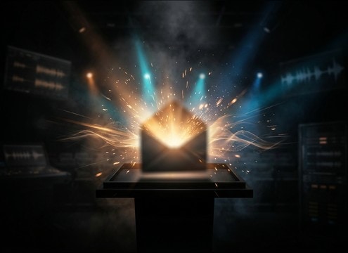 Award reveal with a short fanfare sting