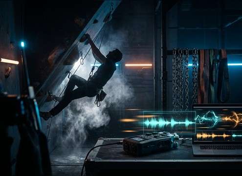 Effort groan sound for climbing and lifting scenes