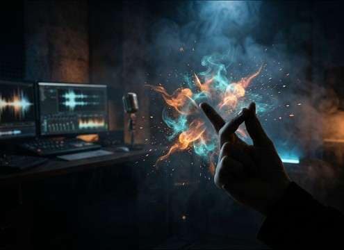 Finger snap used as a magic cue for a visual effect