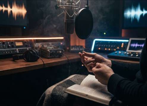 Close-mic finger snap for ASMR hand foley