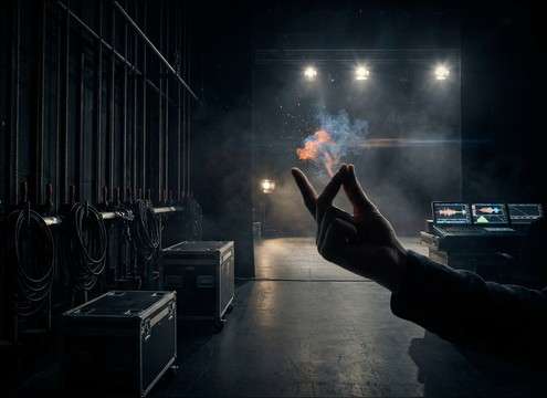 Finger snap used as an attention cue in a stage setting