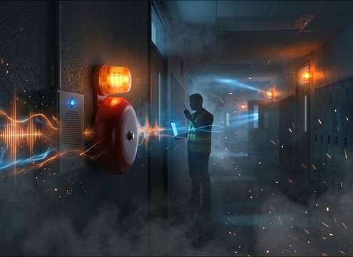 School drill video using bell style fire alarm and PA announcement