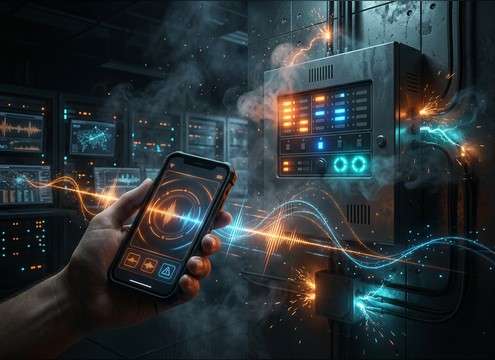 Mobile building safety app UI using control panel beep sound