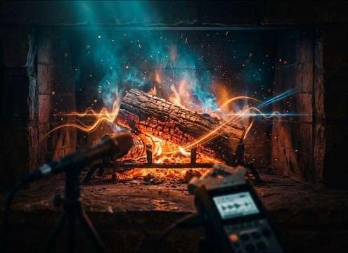 Loopable fire crackle bed for yule log style video