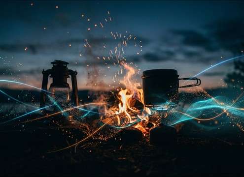 Bright spark crackles synced to outdoor gear and campsite product shots