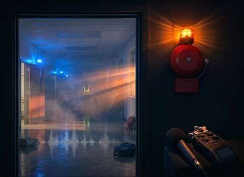 fire drill alarm sound used in a school drill video scene