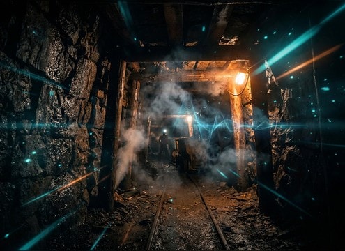 Fire in the hole warning echoing inside a mine tunnel