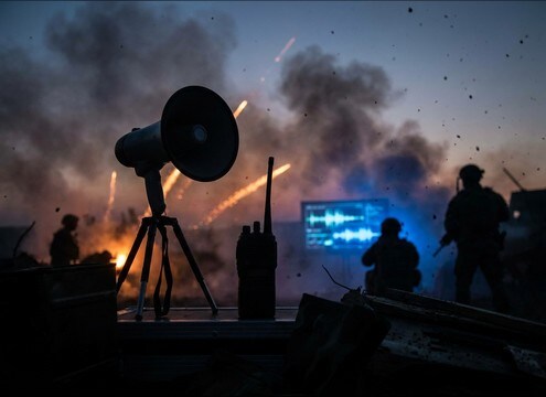 Megaphone fire in the hole call at an airsoft field