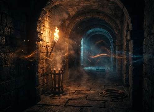 Torch flame hiss for a dungeon corridor scene