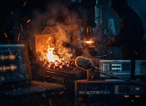 Steady hot flame hiss for a forge or workshop sequence