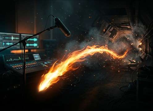 Clean flame whoosh for a video transition with tight decay