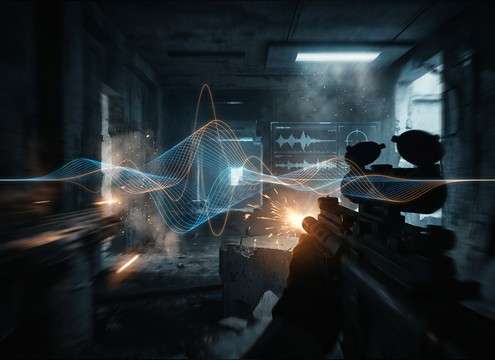 First-person shooter weapon firing sound layers