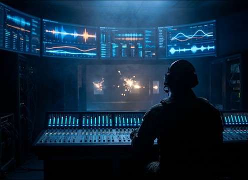 Simulation interface triggering firing sound events