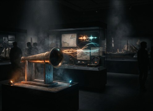 Museum dock exhibit ambience featuring loopable foghorn calls
